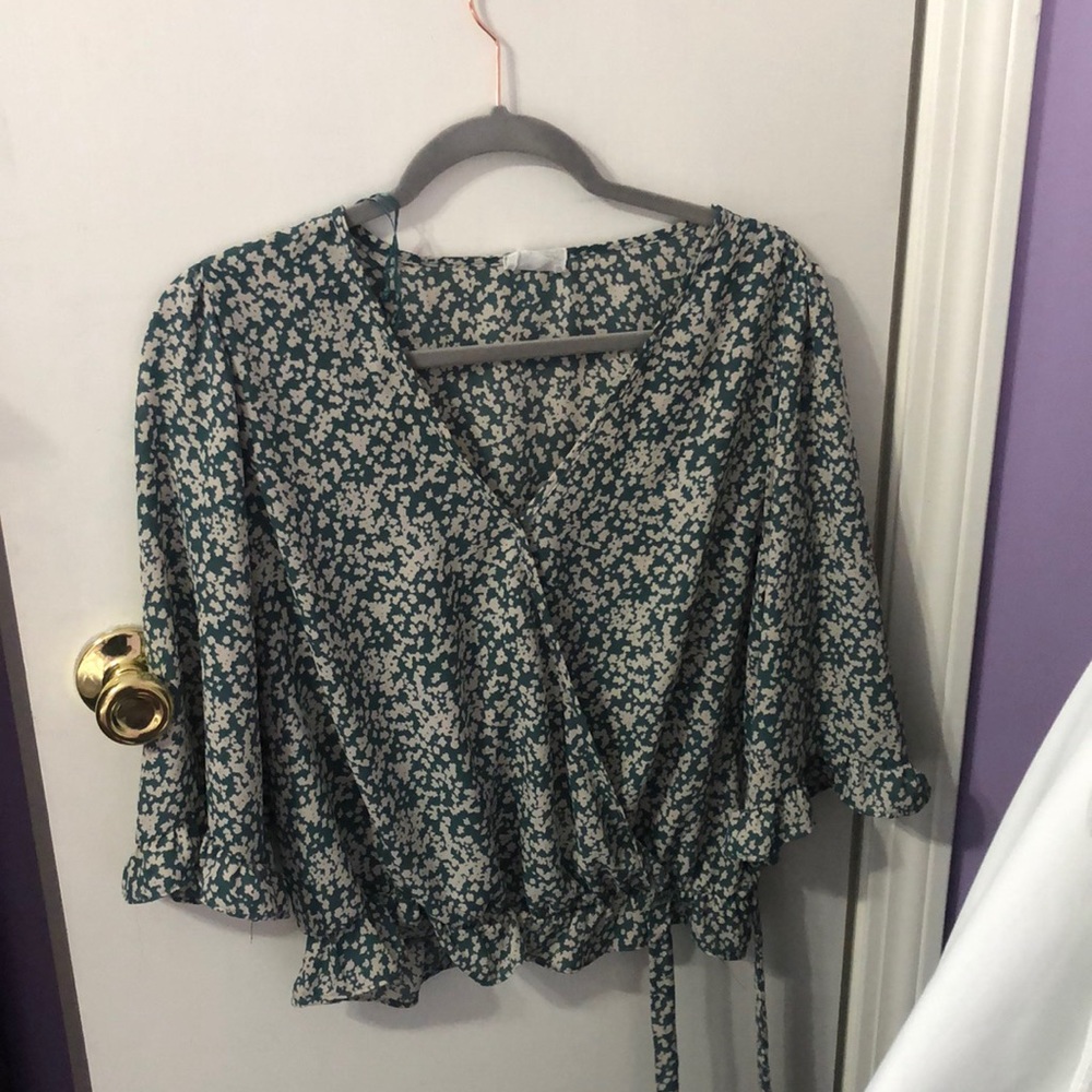 Blue and white blouse